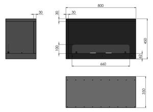 InFire - Rohový BIO krb 80x45 cm 3,5kW černá