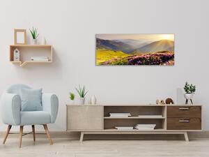 Obraz do ložnice horská krajina s východem slunce - 30 x 60 cm