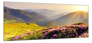 Obraz do ložnice horská krajina s východem slunce - 50 x 100 cm