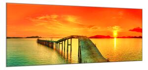 Obraz skleněný západ slunce nad mořem - 50 x 100 cm