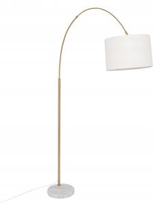 STOJACÍ LAMPA PODLAHOVÁ VYSOKÁ ZLATÁ 195 cm BÍLÉ STÍNIDLO DO OBÝVÁKU