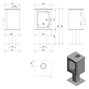 Kratki KOZA/K5/S/N - Krbová ocelová kamna KOZA/K5/S/N 7kW 150mm