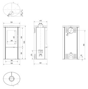 Kratki KOZA/AB/S/DR/BC - Krbová ocelová kamna KOZA/AB/S/DR/BC 8kW 150mm