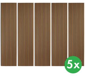 Dřevěný akustický panel, 2400 x 600 mm, B2BP012, balení 5 ks, dub koňakový