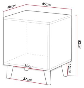 SADA 2x Noční stolek VAMOS 45x40 cm antracit