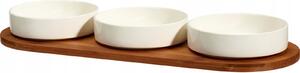 PORCELÁNOVÉ MISKY S BAMBUSOVÝM PODNOSEM, SADA 3 KS, 390 ML, 50 X 18,5 CM