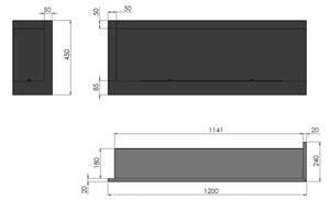 InFire - Rohový BIO krb 45x120 cm 3kW černá