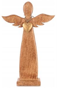 Dřevěný ANDĚL figurka anděla dekorativní ozdobná stojící 42 cm