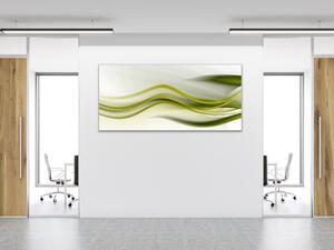 Obraz skleněný olivově zelená vlna - 30 x 60 cm