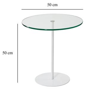 Odkládací stolek CHILL 50 cm bílá/čirá