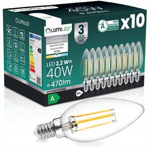 LED žárovka Lumiled E14 2,2 W 470 lm 4000 K 360° svíčka 10 ks