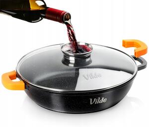 Hluboká granitová pánev 4,7 L 32 cm, víko, aroma dávkovač VILDE