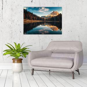 Skleněný obraz - Alpy, Itálie, Dolomity, Lago Antorno (70x50 cm)