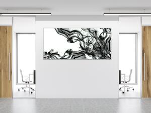 Obraz skleněný abstraktní černý kouř - 34 x 72 cm