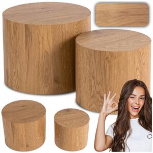 Konferenční stolek Mebel Elite kulatý 2 úrovně dub MDF