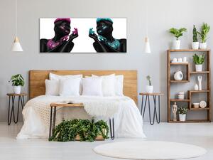 Obraz skleněný dvě ženy v černém - 30 x 60 cm