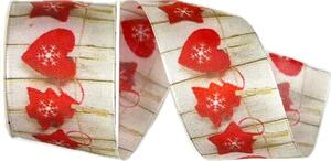 Stuha vánoční RED HEARTS DECORATION 40mm x 2m (13,-Kč/m)