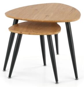 SADA 2x Odkládací stolek NICEA pr. 40/60 cm zlatý dub/černá
