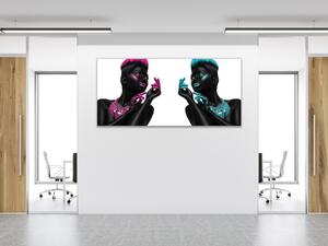 Obraz skleněný dvě ženy v černém - 30 x 60 cm