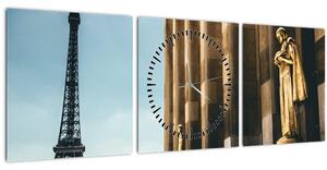 Obraz z Trocaderského náměstí, Paříž (s hodinami) (90x30 cm)