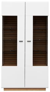 VITRÍNA, bílá, dub artisan, 98/190/40 cm Stylife - Kredence a vitríny