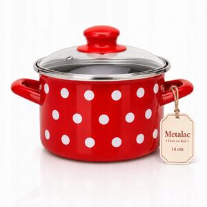Tradiční Hrnec Metalac Dots on red 1,5 l