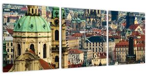 Obraz - Panorama Prahy (s hodinami) (90x30 cm)