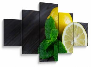 Obraz citrónů a máty na stole (125x70 cm)