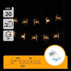 Aigostar - LED řetěz 20xLED/3xAA 3,3m soby