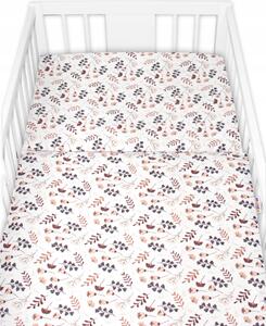 Povlečení do postýlky, 2D sada flanel - Louka, Baby Nellys, béžová/bílá