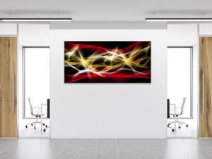 Obraz skleněný zlato červená abstraktní vlna - 50 x 70 cm