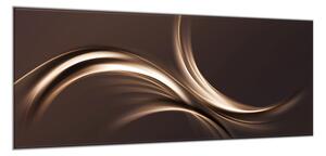 Obraz skleněný abstraktní čokoládově hnědá vlna - 30 x 60 cm