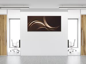 Obraz skleněný abstraktní čokoládově hnědá vlna - 50 x 100 cm