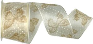 Stuha organzová BUTTERFLY CREAM krémová 40mm x 2m (13,-Kč/m)