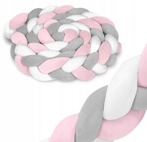 Mantinel do postýlky RicoKids růžový 300 cm x 11,5 cm
