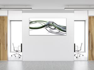 Obraz skleněný abstrakt chromové linie vlna - 30 x 60 cm