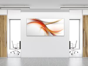 Obraz skleněný oranžovo šedá abstraktní vlna - 50 x 100 cm