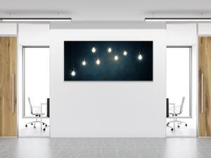 Obraz skleněný svítící žárovky temné pozadí - 30 x 60 cm