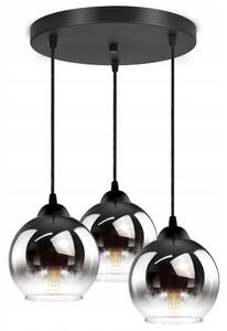Závěsné svítidlo Skleněné koule Loft 3 světelné body E27 Černý chrom Luxolar