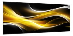Obraz skleněný abstrakt žlutá vlna na černém pozadí - 30 x 60 cm