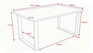 Rozkládací jídelní stůl COLIN 150/180x80 cm šedá