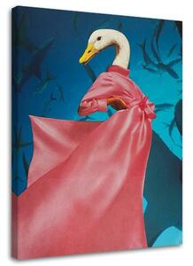 Obraz na plátně Kachna v růžových šatech - Lili Chartrand Rozměry: 40 x 60 cm