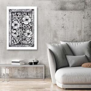 Obraz na plátně Květiny za oknem - Jan Perit Kablan Rozměry: 40 x 60 cm