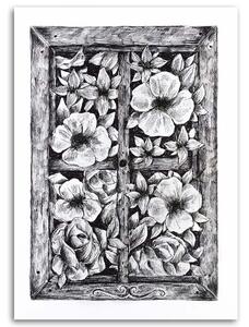 Obraz na plátně Květiny za oknem - Jan Perit Kablan Rozměry: 40 x 60 cm