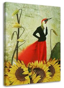 Obraz na plátně Pták v červené sukni - Lili Chartrand Rozměry: 40 x 60 cm