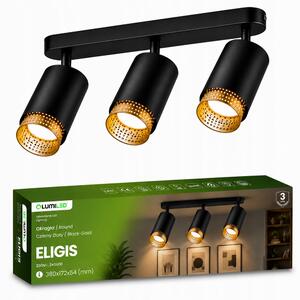 Stropní Svítidlo Reflektor LED 3x GU10 Trubice Spot ELIGIS Černá LUMILED