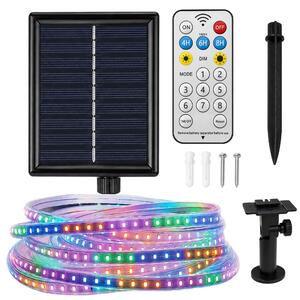 VODOTĚSNÁ LED PÁSKOVÁ SVÍTILNA 5M IP65 SOLÁRNÍ NAPÁJENÍ BAREVNÁ + DÁLKOVÝ OVLADAČ