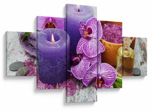 Obraz orchideí a svíček (125x70 cm)