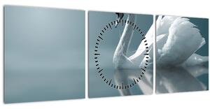 Obraz - Bílá labuť (s hodinami) (90x30 cm)
