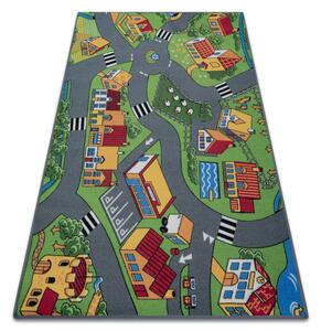 Dětský koberec REBEL ROADS Village life 90 Osada, protiskluzový - šedý